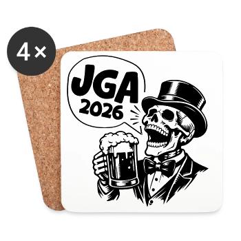 Jga 2026 Bachelor Party Skull - Coasters (set of 4) - white - Front