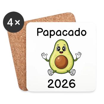 Papacado 2026 – werdender Papa Avocado - Untersetzer (4er-Set) - Weiß - Vorne