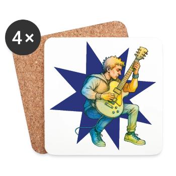 GITARRIST ELEKTRISCH – Ton & Bild - Untersetzer (4er-Set) - Weiß - Vorne