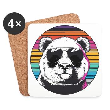Lunettes de soleil rétro Panda - Dessous de verre (lot de 4) - blanc - Devant