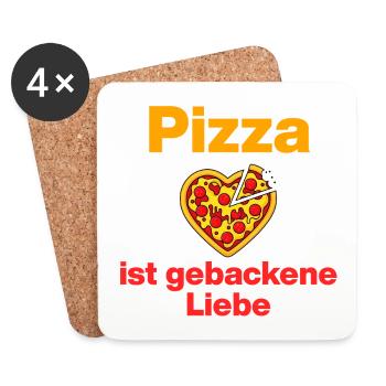 La pizza, c’est l’amour pâtissé, amateur de pizza, gourmet - Dessous de verre (lot de 4) - blanc - Devant