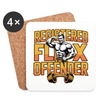 Registered Flex Offender - Funny Gym Tshirt - Coasters (set of 4) - white - Front