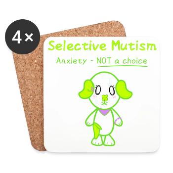 KawaiiDOGGOS - Trèfle « Mutisme sélectif » imprimé - Dessous de verre (lot de 4) - blanc - Devant