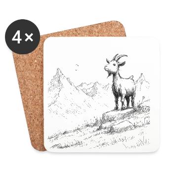 Alpine Peaks with Goat - Coasters (set of 4) - white - Front