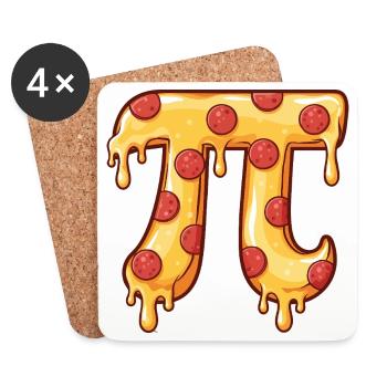 Pizza Pi Funny Food Nerd Math Pun Lover - Coasters (set of 4) - white - Front