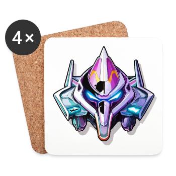 Neon Mech Warrior Helmet - Coasters (set of 4) - white - Front