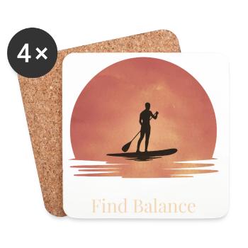 Sunset SUP – Tranquility on the water - Coasters (set of 4) - white - Front