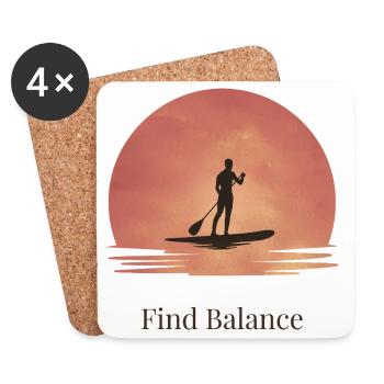 Sunset SUP – Tranquility on the water - Coasters (set of 4) - white - Front