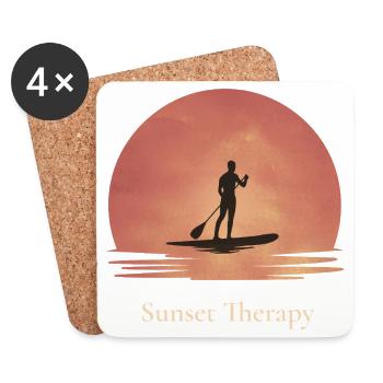 Sunset Therapy SUP - Untersetzer (4er-Set) - Weiß - Vorne
