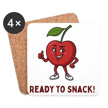 Kirsche Snackheld Ready to Snack - Untersetzer (4er-Set) - Weiß - Vorne
