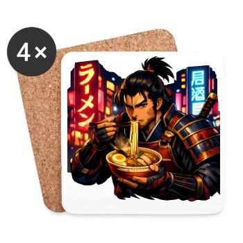 Neon Cyber Samurai Ramen - Untersetzer (4er-Set) - Weiß - Vorne