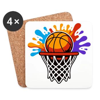 Panier de basket-ball Rainbow Splash - Dessous de verre (lot de 4) - blanc - Devant