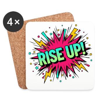 Rise Up Burst Bold Comic - Untersetzer (4er-Set) - Weiß - Vorne