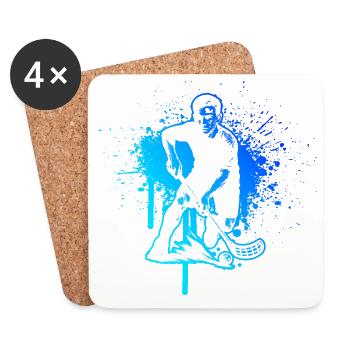 Motif floorball pour de véritables amoureux - Dessous de verre (lot de 4) - blanc - Devant