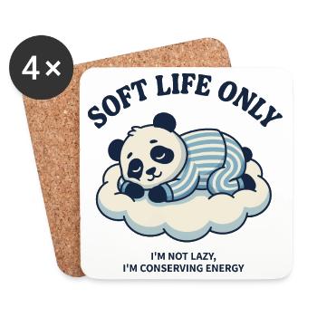 Panda on Cloud – Gentle Way of Life - Coasters (set of 4) - white - Front