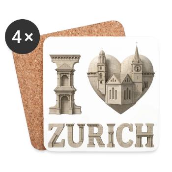 J’adore Zurich – La ville comme sculpture - Dessous de verre (lot de 4) - blanc - Devant