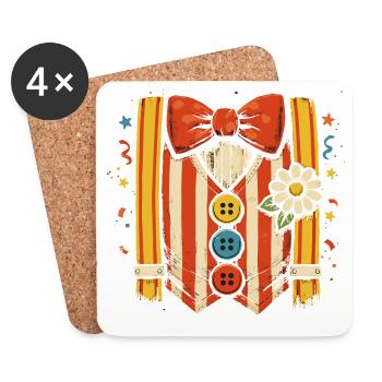 Cadeau de carnaval pour costume de clown mignon - Dessous de verre (lot de 4) - blanc - Devant