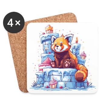 Roter Panda auf Eisburg - Untersetzer (4er-Set) - Weiß - Vorne