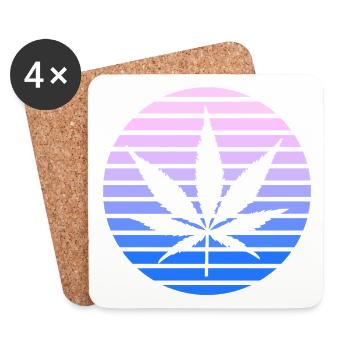Cannabis Hanfblatt Retro Sunset Vintage Stil - Untersetzer (4er-Set) - Weiß - Vorne