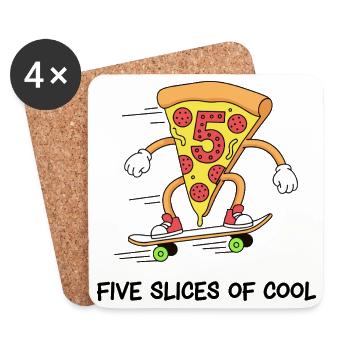Five Slices Of Cool Pizza Skater - Untersetzer (4er-Set) - Weiß - Vorne