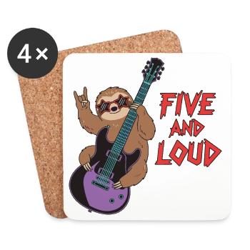 Five And Loud Sloth Rocker - Coasters (set of 4) - white - Front