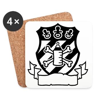 Armoiries Sucette Pirate – Funny Baby & Parents - Dessous de verre (lot de 4) - blanc - Devant