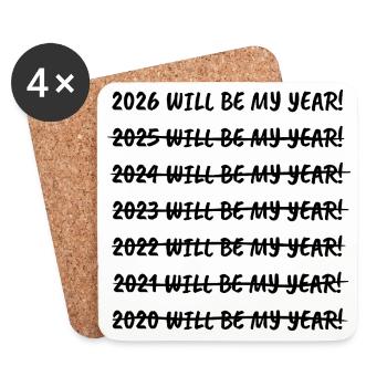 Nouvel An | Résolutions du Nouvel An 2026 - Dessous de verre (lot de 4) - blanc - Devant