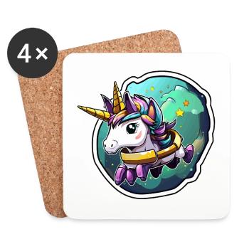 Space Unicorn Star Armor - Coasters (set of 4) - white - Front