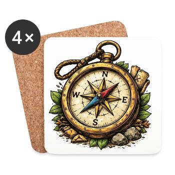 Aventure Compass - Dessous de verre (lot de 4) - blanc - Devant
