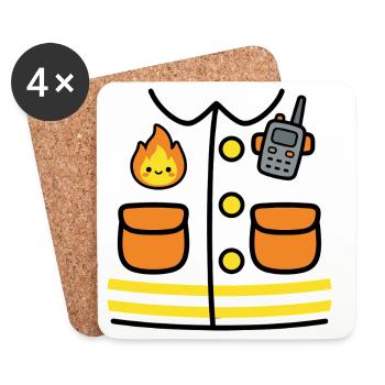 Costume de pompiers Costume Carnaval Costume de Carnaval - Dessous de verre (lot de 4) - blanc - Devant