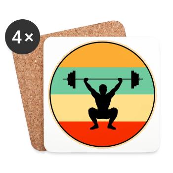 Haltérophile rétro vintage - Gymnase Sunset en détresse - Dessous de verre (lot de 4) - blanc - Devant