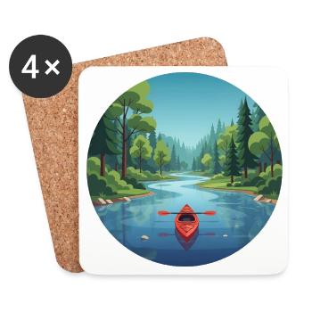 Canoe Kayak Rowing boat Canadian - Coasters (set of 4) - white - Front