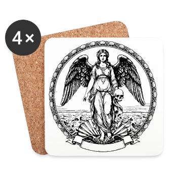 illustration of winged angel with skull - Coasters (set of 4) - white - Front