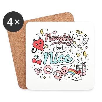 Naughty But Nice Cheeky Doodle Statement - Coasters (set of 4) - white - Front