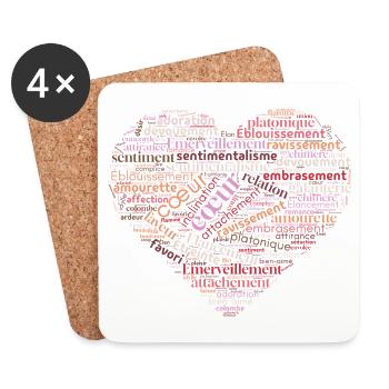 Heart of Words in Love - Coasters (set of 4) - white - Front