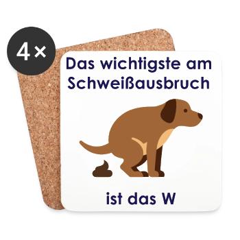 Hundekot Witz - Untersetzer (4er-Set) - Weiß - Vorne