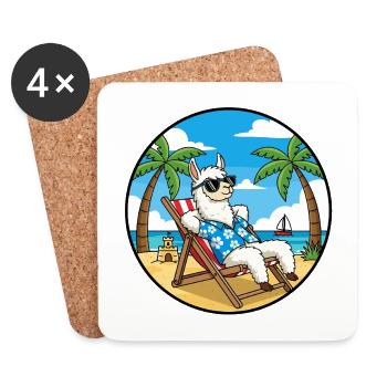 Cool Llama Beach Vacation Summer Vibes - Coasters (set of 4) - white - Front