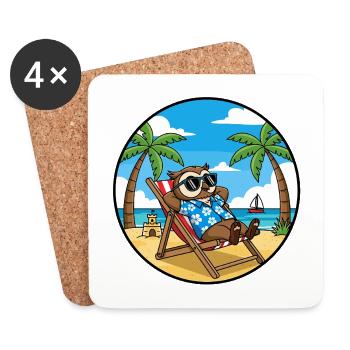 Cool Owl Beach Vacation Summer Vibes - Coasters (set of 4) - white - Front