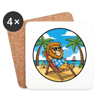 Coole Lion Beach Urlaubs-Sommerstimmung - Untersetzer (4er-Set) - Weiß - Vorne