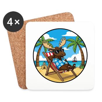 Coole Moose Beach Vacation Summer Vibes - Untersetzer (4er-Set) - Weiß - Vorne