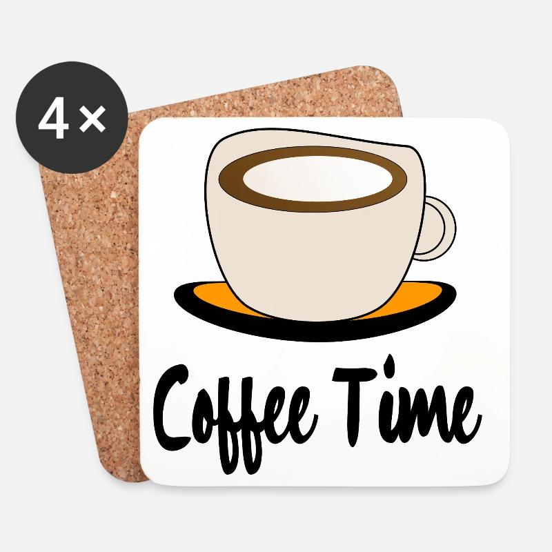 Kaffeebecher Minimalillustration - Untersetzer (4er-Set) - Weiß