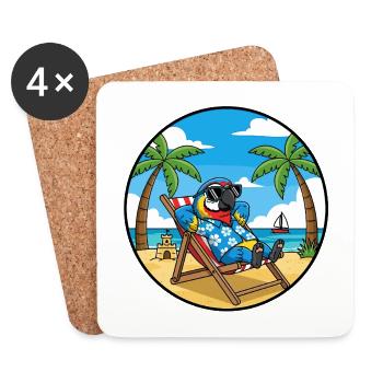 Cool Parrot Beach Vacation Summer Vibes - Coasters (set of 4) - white - Front