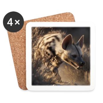 Striped Hyena Desert Wildlife Nature - Coasters (set of 4) - white - Front