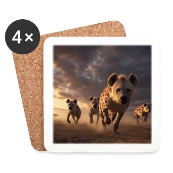 Hyenas Group Savannah Wildlife Design - Coasters (set of 4) - white - Front