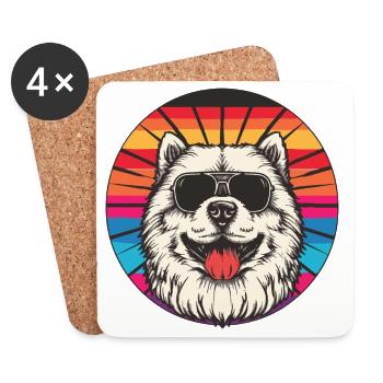 Sonnenbrillen-Hund im Regenbogen - Untersetzer (4er-Set) - Weiß - Vorne