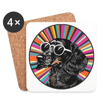 Dog with sunglasses - Coasters (set of 4) - white - Front