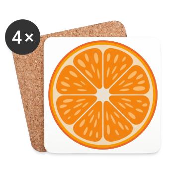 Vibrant Orange Slice Fruit Retro Citrus Art - Coasters (set of 4) - white - Front