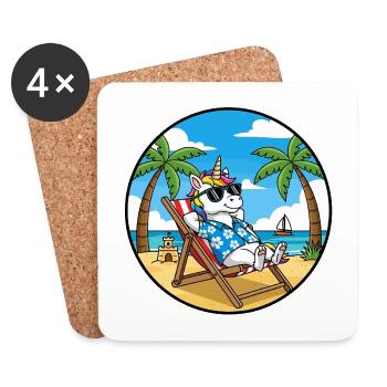Coole Unicorn Beach Vacation Summer Vibes - Untersetzer (4er-Set) - Weiß - Vorne