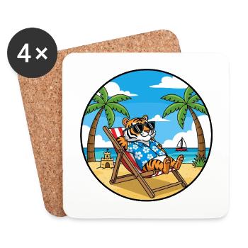 Coole Tiger Beach Vacation Sommer-Vibes - Untersetzer (4er-Set) - Weiß - Vorne