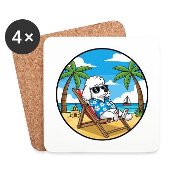 Coole Pudel-Strandurlaubs-Sommerstimmung - Untersetzer (4er-Set) - Weiß - Vorne